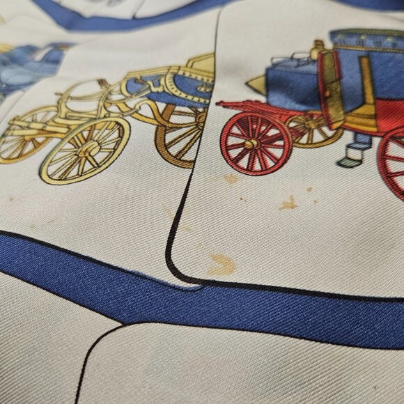 Authentic HERMES Carre 90 Scarf "CARROSSERIE" Silk Blue - Picture 14 of 14